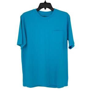 Land's End Short Sleeve Super T-Shirt Men's M Blue Turquoise Basic Pocket
